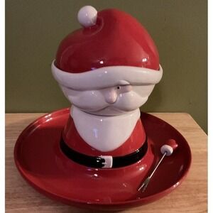 Santa Claus‎ Fondue Set, Ceramic, With Fondue Fork.
